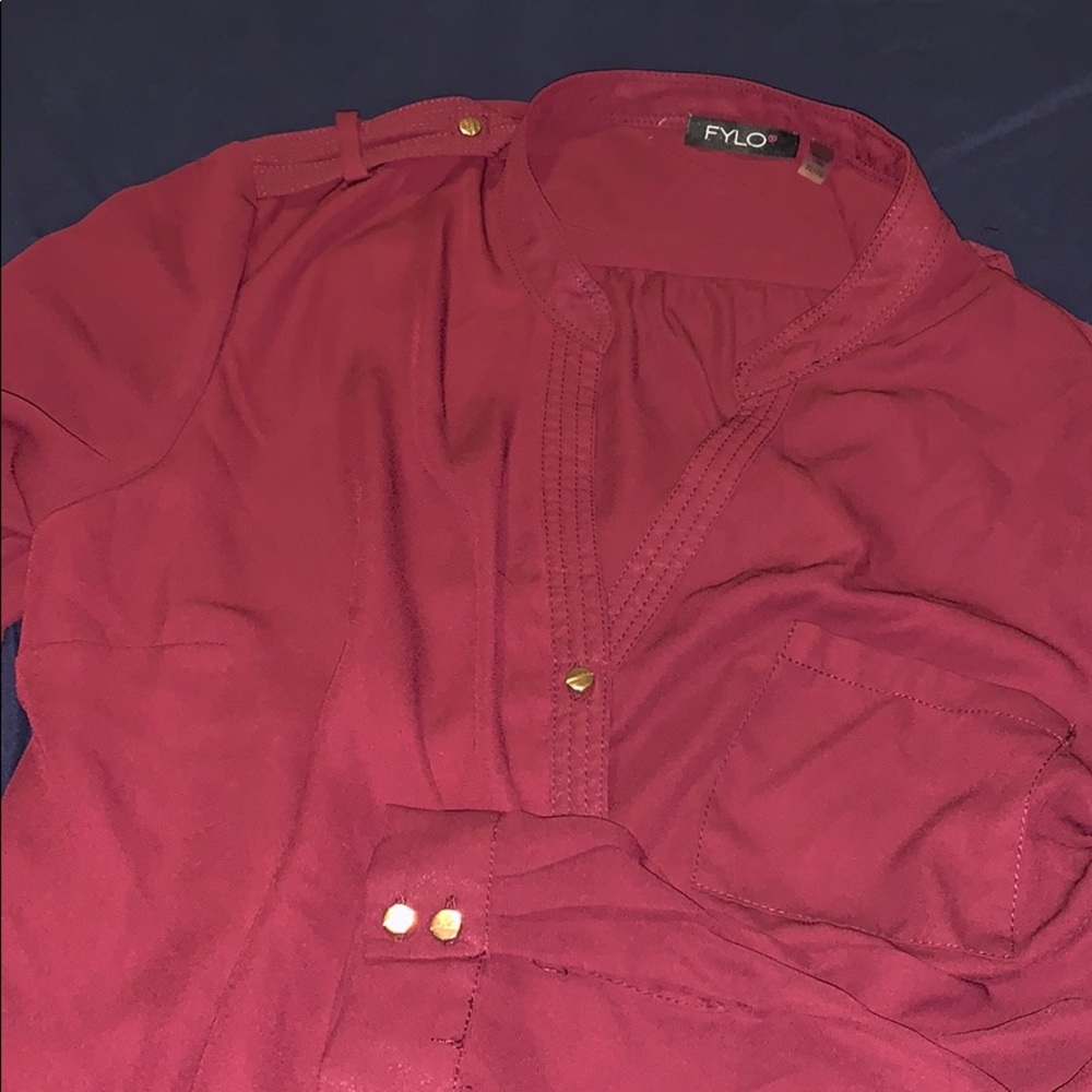 Button up deep purple new long sleeve blouse!